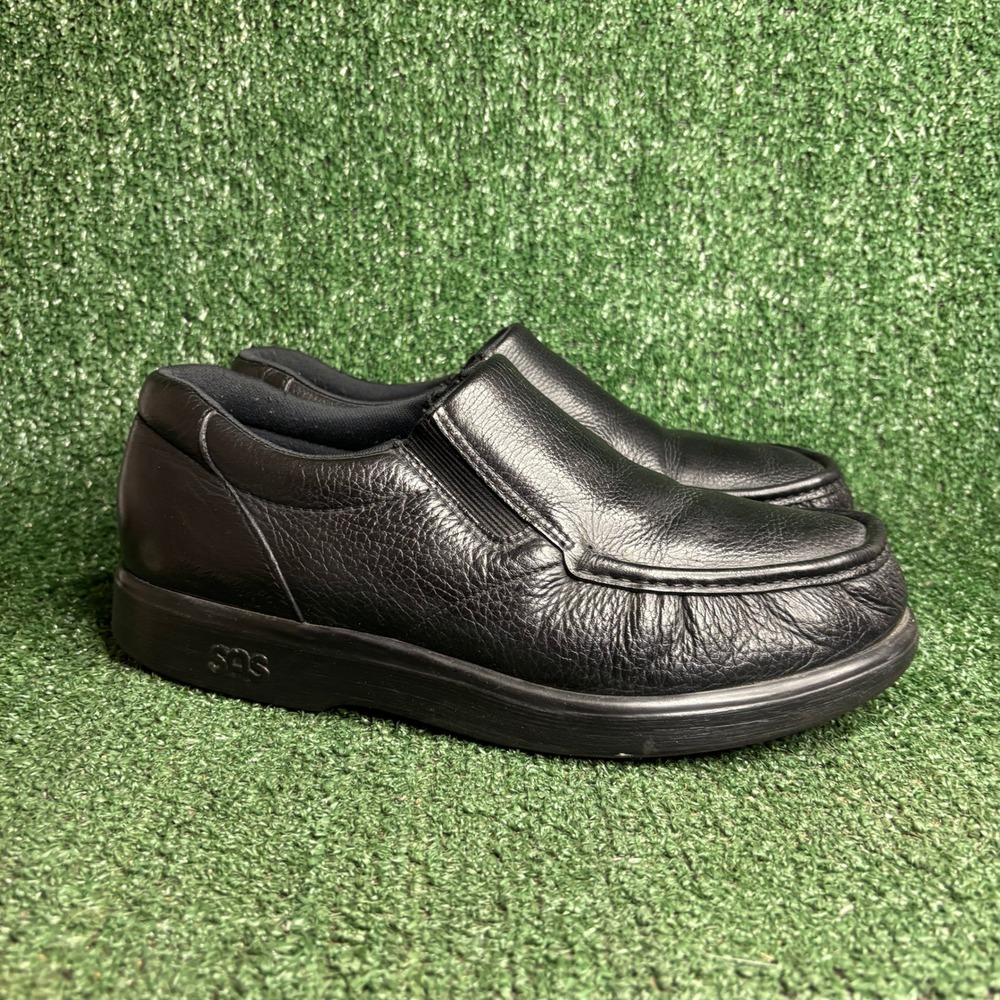 SAS Side Gore Slip On Leather Comfort Walking Loafers Black Men 12 WW Extra Wide
